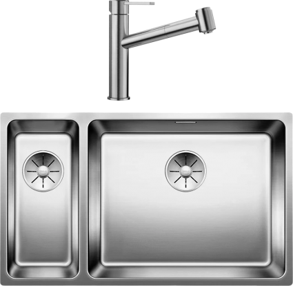 Комплект Мойка Blanco Andano 500/180-U R + Смеситель Ambis-S 523119 полированная, прямоугольная