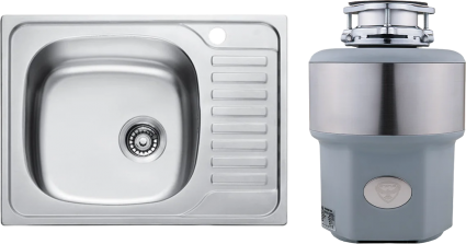 Комплект Мойка Kaiser KSS-6550 L + Измельчитель Status Premium 300 полированная, прямоугольная