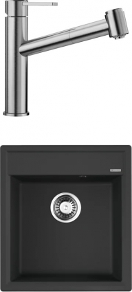 Комплект Мойка Omoikiri Daisen 46-BL черная + Смеситель Blanco Ambis-S 523119 матовая, прямоугольная
