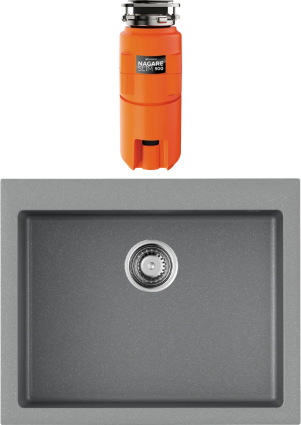 Комплект Мойка Omoikiri Bosen 61-GR leningrad grey + Измельчитель Nagare slim 900 матовая, прямоугольная