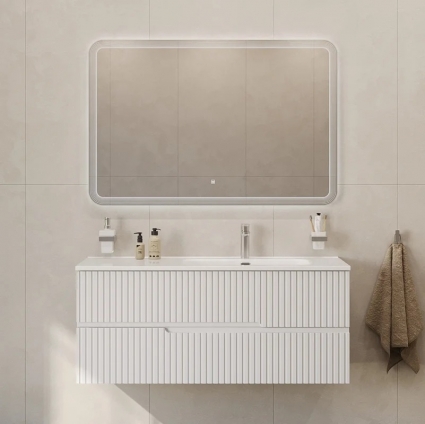 Мебель для ванной комнаты Cezares Duet 120 R, bianco lucido, раковина белая CZR-8095-120-R, подвесная, глянцевая