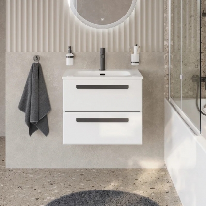 Тумба под раковину Cezares Eco Cer-N 60, bianco lucido, без ручек, подвесная, глянцевая