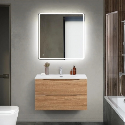 Мебель для ванной комнаты BelBagno Marino-cer-mini 80, подвесная, rovere bianco, матовая, с ящиками