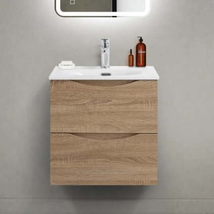 Тумба под раковину BelBagno Marino-cer-mini 50 подвесная, rovere bianco, матовая, с ящиками
