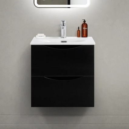 Тумба под раковину BelBagno Marino-cer-mini 50 подвесная, nero lucido, с ящиками, с доводчиками