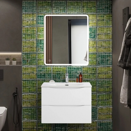 Мебель для ванной комнаты BelBagno Marino-cer-n 70, подвесная, bianco opaco, матовая, с ящиками