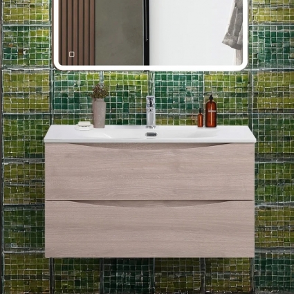 Тумба под раковину BelBagno Marino-cer-n 90 подвесная, rovere grigio, матовая, с ящиками
