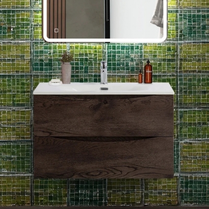Тумба под раковину BelBagno Marino-cer-n 80 подвесная, rovere nature grigio, матовая, с ящиками