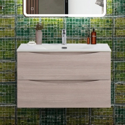 Тумба под раковину BelBagno Marino-cer-n 80 подвесная, rovere grigio, матовая, с ящиками