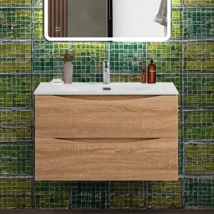 Тумба под раковину BelBagno Marino-cer-n 80 подвесная, rovere bianco, матовая, с ящиками