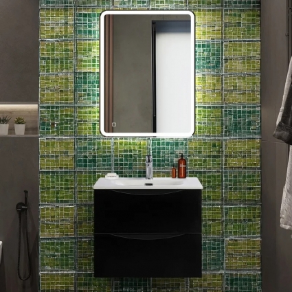 Мебель для ванной комнаты BelBagno Marino-cer-n 60, подвесная, nero lucido, с ящиками, с доводчиками