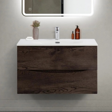 Тумба под раковину BelBagno Marino-cer-mini 80 подвесная, rovere nature grigio, матовая, с ящиками