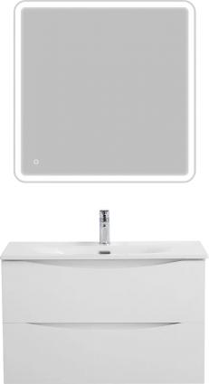 Мебель для ванной комнаты BelBagno Marino-cer-mini 80, подвесная, bianco lucido, глянцевая, с ящиками