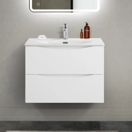 Тумба под раковину BelBagno Marino-cer-mini 70 подвесная, bianco lucido, глянцевая, с ящиками