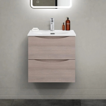 Тумба под раковину BelBagno Marino-cer-mini 50 подвесная, rovere grigio, глянцевая, с ящиками