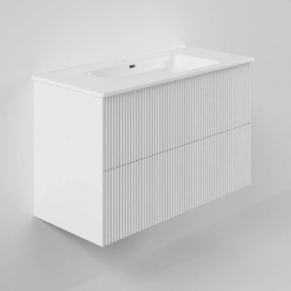 Тумба с раковиной La Fenice Terra Twin 100, подвесная, bianca, раковина Slim Line 100 см, матовая, с доводчиками