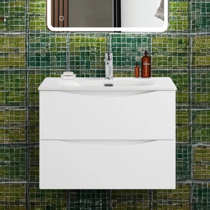 Тумба с раковиной BelBagno Marino-cer-n 70, подвесная, bianco opaco, матовая, с ящиками