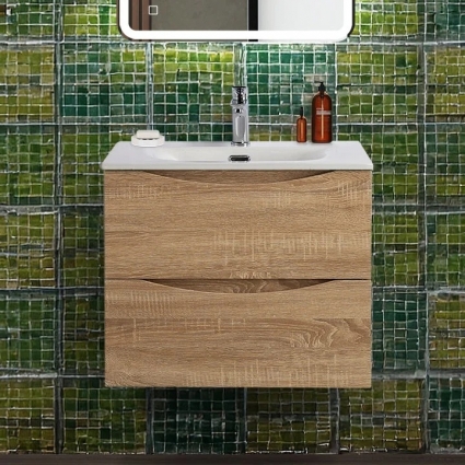 Тумба с раковиной BelBagno Marino-cer-n 60, подвесная, rovere bianco, матовая, с ящиками
