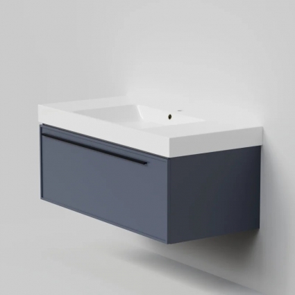 Тумба с раковиной La Fenice Elba 100, подвесная, blu grigio, раковина Cubo 100, матовая, с ящиками