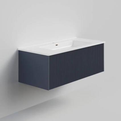 Тумба с раковиной La Fenice Terra 100, подвесная, blu grigio, раковина Slim Line 100 см, матовая, с ящиками