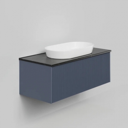 Тумба под раковину со столешницей La Fenice Terra 100 подвесная, blu grigio, столешница белый мрамор, матовая, с ящиками