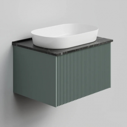 Тумба под раковину со столешницей La Fenice Terra 60 подвесная, grigio, столешница черный мрамор, матовая, с ящиками