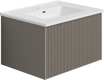 Тумба с раковиной La Fenice Terra 60, подвесная, cappuccino, раковина Slim Line 60 см, матовая, с доводчиками