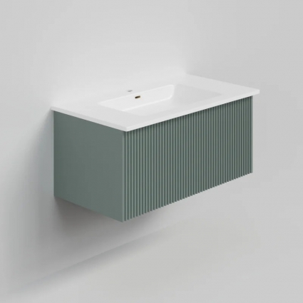 Тумба с раковиной La Fenice Terra 80, подвесная, grigio, раковина Slim Line 80 см, матовая, с ящиками