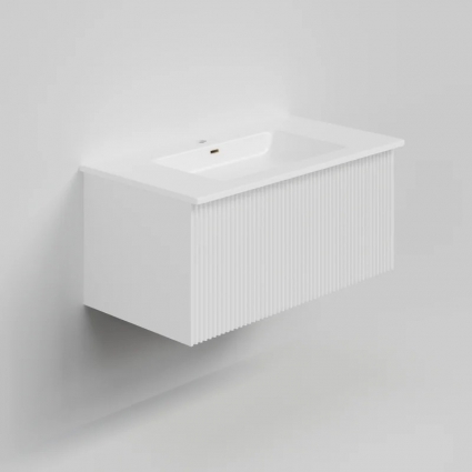 Тумба с раковиной La Fenice Terra 80, подвесная, bianca, раковина Slim Line 80 см, матовая, с ящиками