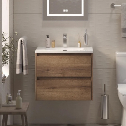 Тумба с раковиной BelBagno Kraft 39 70, rovere tabacco, раковина BB-8099-3-70, подвесная, матовая