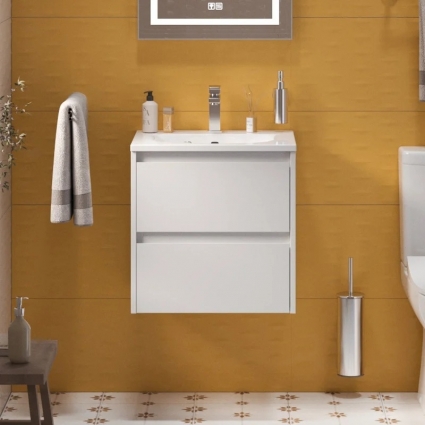 Тумба с раковиной BelBagno Kraft 39 50, bianco opaco, раковина BB-8099-3-50, подвесная, матовая