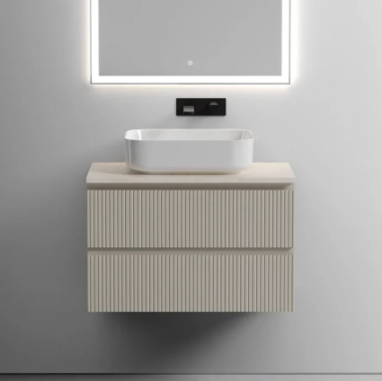 Тумба под раковину со столешницей Sancos Snob T 80 beige soft, столешница бежевая, подвесная, матовая