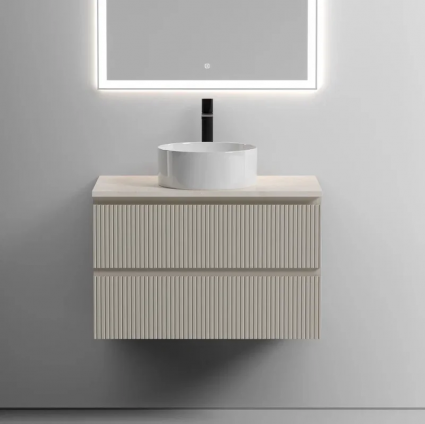 Тумба под раковину со столешницей Sancos Snob T 80 beige soft, столешница бежевая, с отв. под смеситель, подвесная, матовая