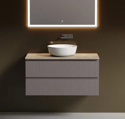 Тумба под раковину со столешницей Sancos Snob T 100 doha soft, столешница бежевая, подвесная, матовая