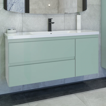 Тумба под раковину Caprigo Forte 120 R, подвесная, селесте, матовая, с доводчиками