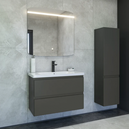 Мебель для ванной комнаты Caprigo Forte 80, подвесная, графит, матовая, с ящиками