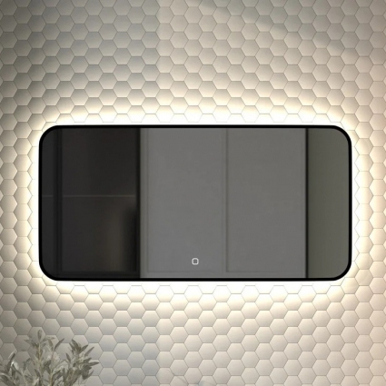 Зеркало Defesto Aura DF 2965SH 100x50, с нейтральной подсветкой, сенсорный выключатель, черное