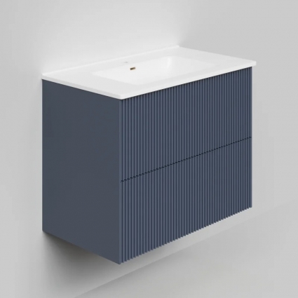 Тумба с раковиной La Fenice Terra Twin 80, подвесная, blu grigio, раковина Slim Line 80 см, матовая, с доводчиками