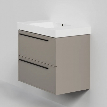 Тумба с раковиной La Fenice Elba Twin 80, подвесная, cappuccino, раковина Cubo 80, матовая, с доводчиками