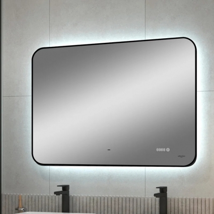 Зеркало Reflection Black View RF4004BV 100 с подсветкой, с часами