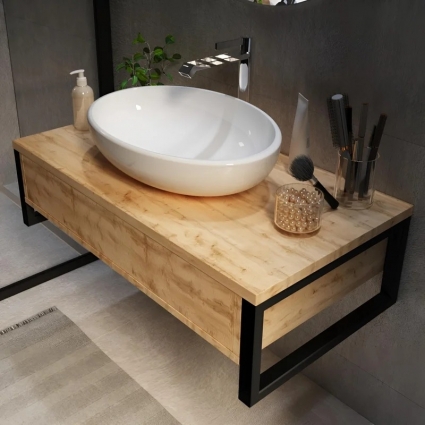 Тумба с раковиной 1MarKa Grunge Loft, 70 П, дуб вотан, подвесная, матовая