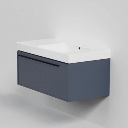 Тумба с раковиной La Fenice Elba 90, подвесная, blu grigio, раковина Cubo 90 R, матовая, с ящиками