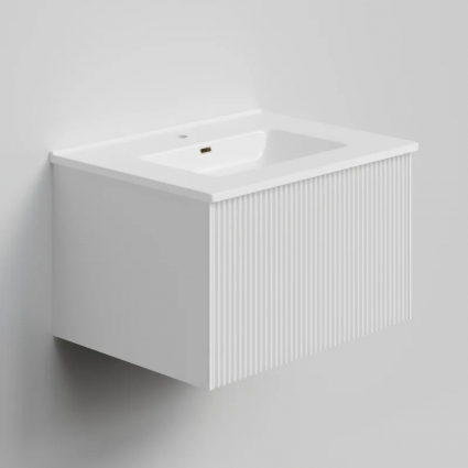 Тумба с раковиной La Fenice Terra 60, подвесная, bianca, раковина Slim Line 60 см, матовая, с ящиками