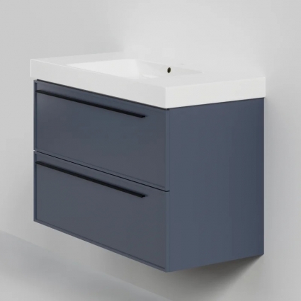 Тумба с раковиной La Fenice Elba Twin 100, подвесная, blu grigio, раковина Cubo 100, матовая, с доводчиками