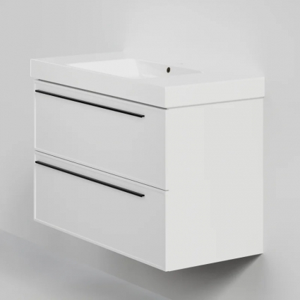 Тумба с раковиной La Fenice Elba Twin 100, подвесная, bianca, раковина Cubo 100, матовая, с ящиками