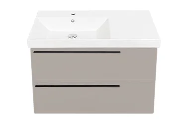 Тумба с раковиной La Fenice Elba Twin 90, подвесная, cappuccino, раковина Cubo 90 L, матовая, с доводчиками