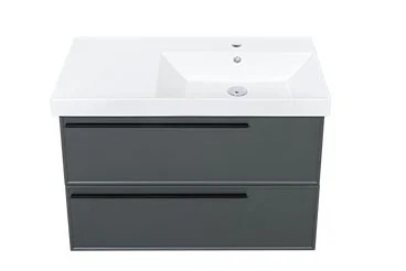 Тумба с раковиной La Fenice Elba Twin 90, подвесная, grigio, раковина Cubo 90 R, матовая, с ящиками
