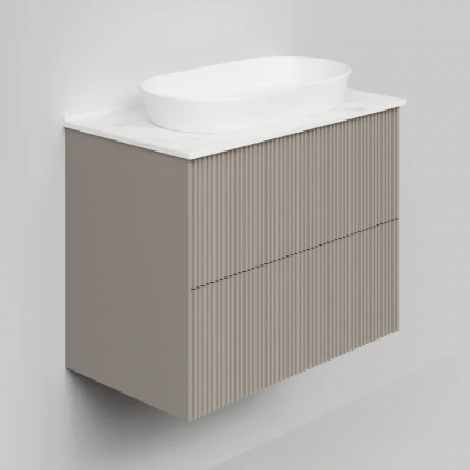 Тумба с раковиной La Fenice Terra Twin 80, подвесная, cappuccino, столешница белый мрамор, раковина белая матовая, с доводчиками