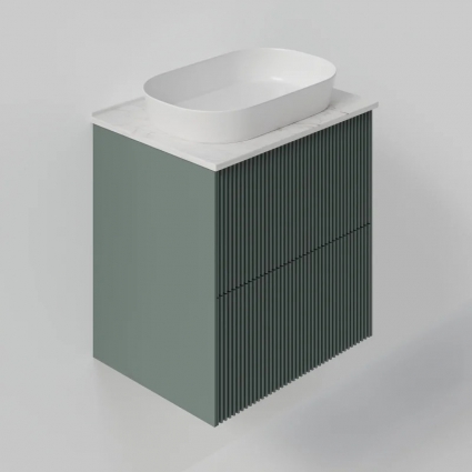 Тумба с раковиной La Fenice Terra Twin 60, подвесная, grigio, столешница белый мрамор, раковина белая матовая, с доводчиками