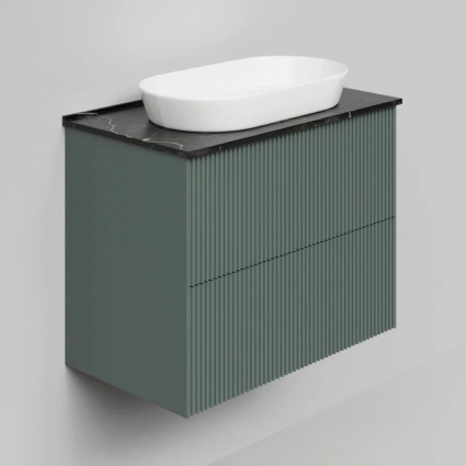 Тумба с раковиной La Fenice Terra Twin 80, подвесная, grigio, столешница черный мрамор, раковина белая матовая, с доводчиками